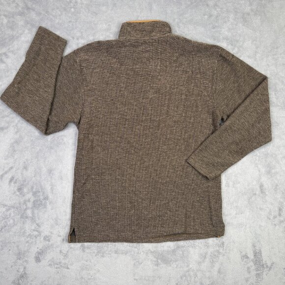 Orvis Simoom Quarter 1/4 Zip Sweatshirt Mens M Brown Leather Elbow Mock Neck - Picture 6 of 12